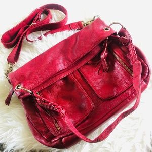 The Sad Bright Red Pebbled Leather Convertible Bag